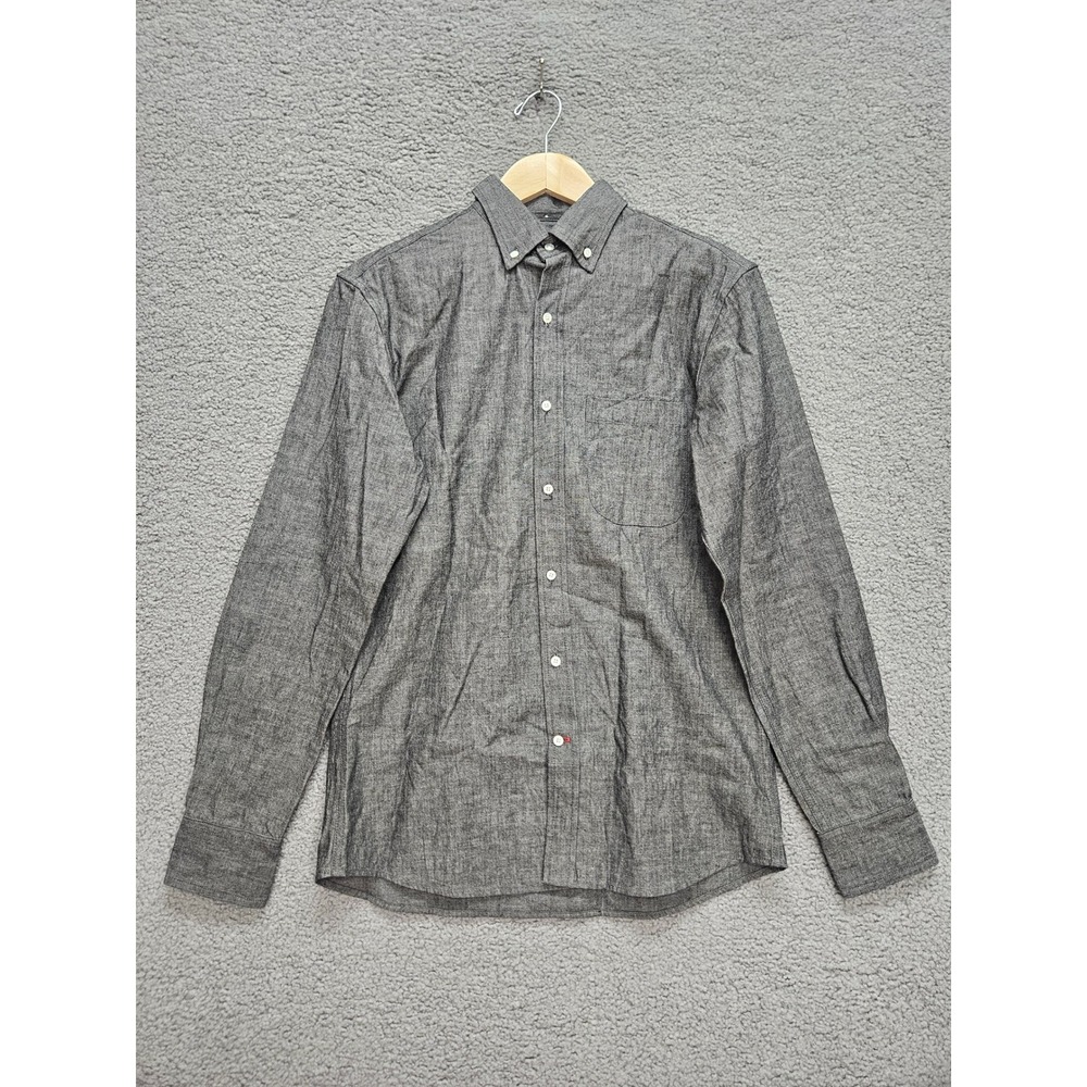 Gustin Button Down Shirt M Gray Cotton Chambray Workwear Americana Made in USA